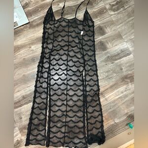Elegant Black Mesh Swim Cover-Up